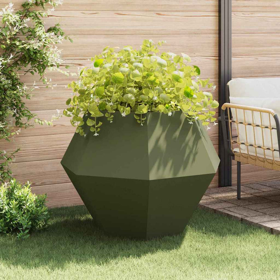Plantenbak 2 pcs Olijf Groen 100 x 100 x 80 cm Staal