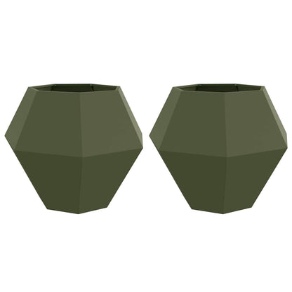 Plantenbak 2 pcs Olijf Groen 100 x 100 x 80 cm Staal