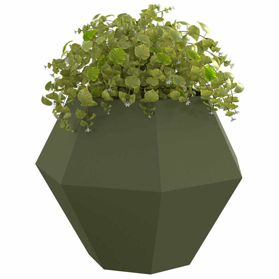 Plantenbak 2 pcs Olijf Groen 100 x 100 x 80 cm Staal