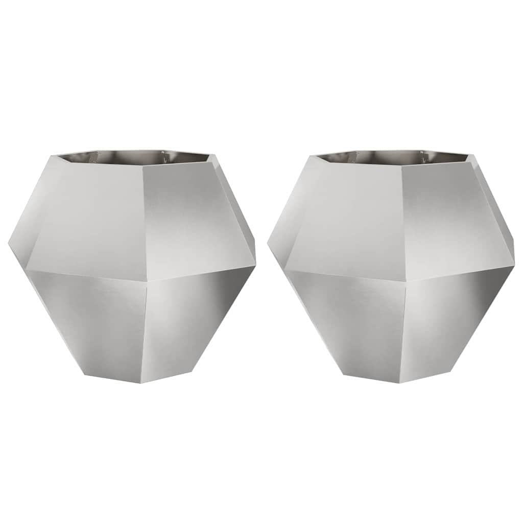 Plantenbak 2 pcs Zilver 100 x 100 x 80 cm Roestvrij staal