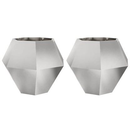 Plantenbak 2 pcs Zilver 100 x 100 x 80 cm Roestvrij staal