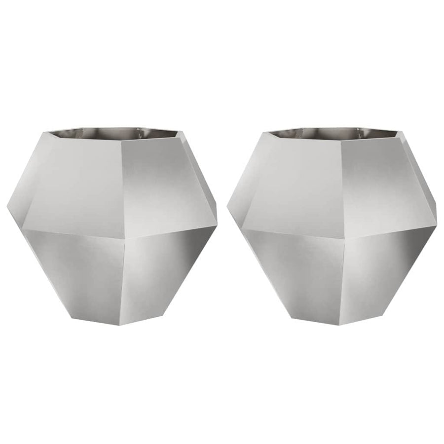 Plantenbak 2 pcs Zilver 100 x 100 x 80 cm Roestvrij staal