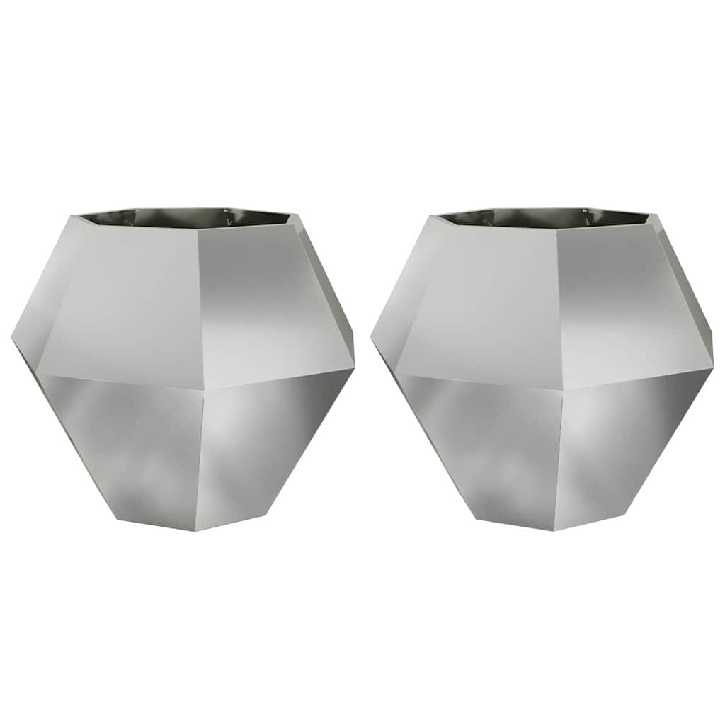 Plantenbak 2 pcs Zilver 100 x 100 x 80 cm Gegalvaniseerd staal