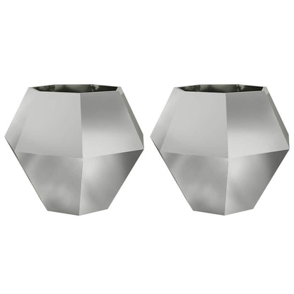 Plantenbak 2 pcs Zilver 100 x 100 x 80 cm Gegalvaniseerd staal