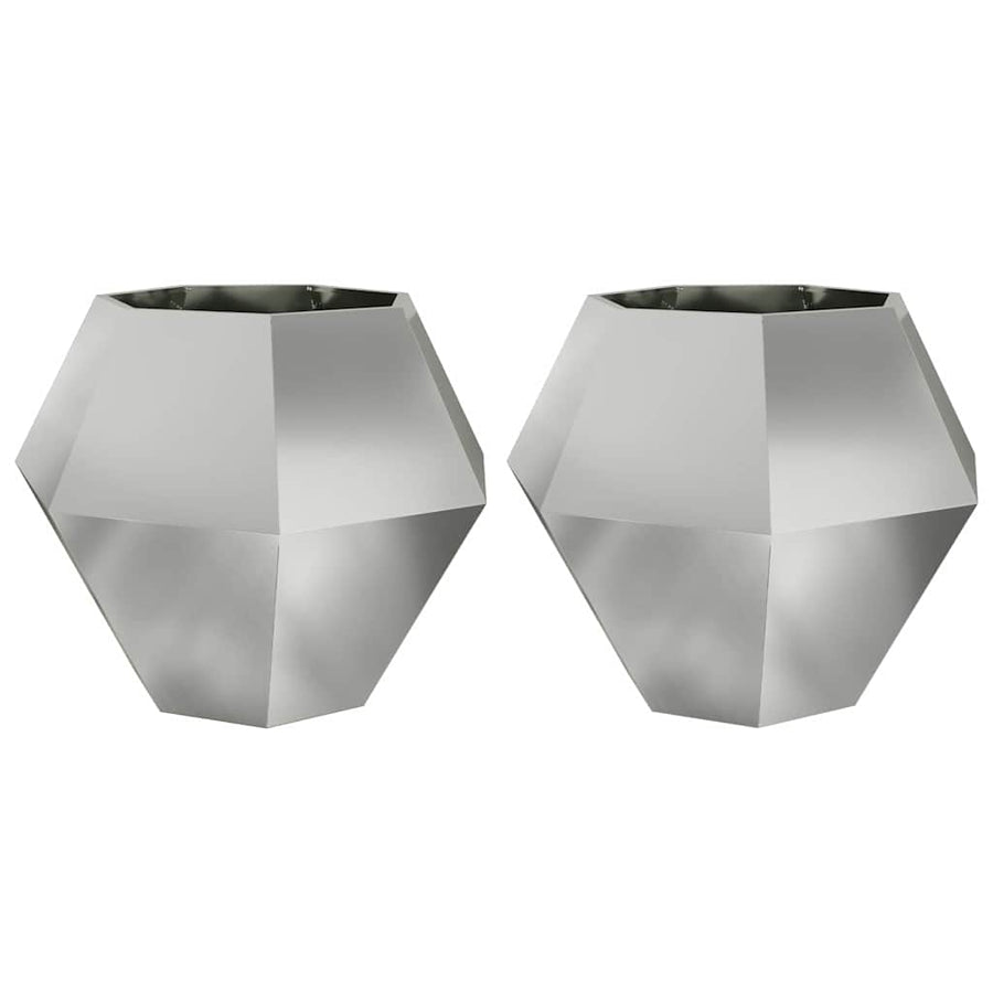 Plantenbak 2 pcs Zilver 100 x 100 x 80 cm Gegalvaniseerd staal