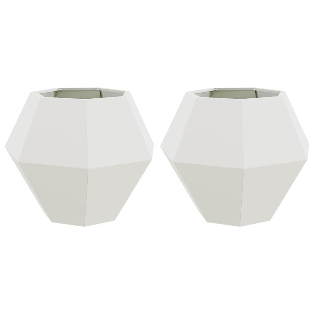 Plantenbak 2 pcs Wit 75 x 75 x 60 cm Staal