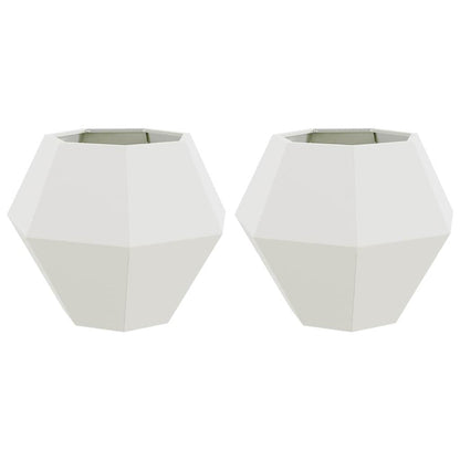 Plantenbak 2 pcs Wit 75 x 75 x 60 cm Staal