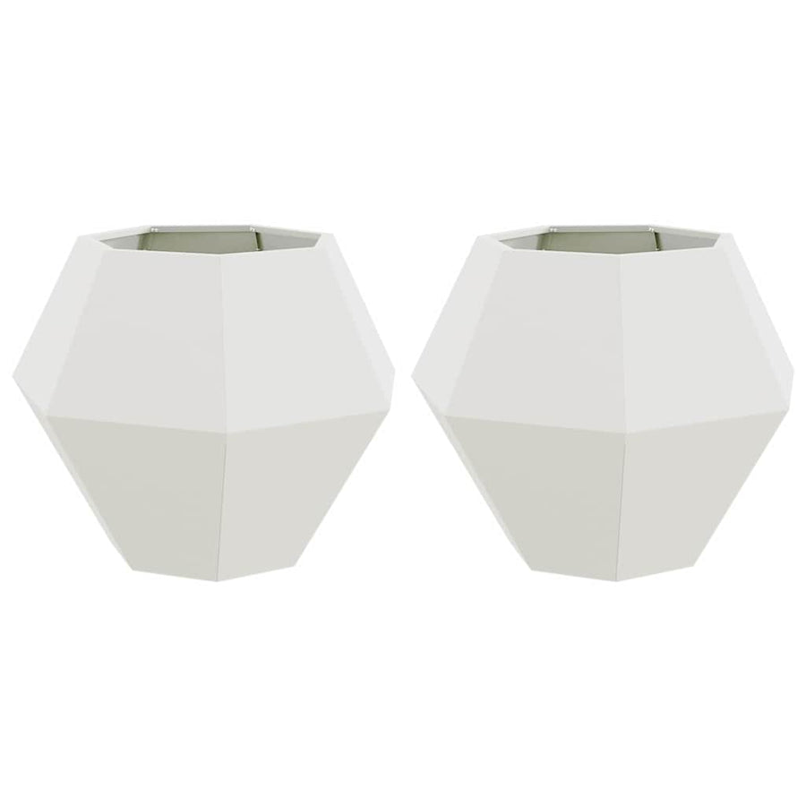 Plantenbak 2 pcs Wit 75 x 75 x 60 cm Staal