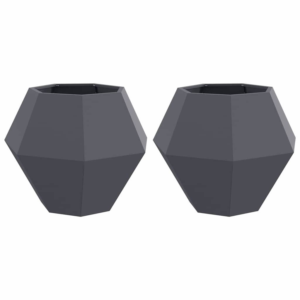Plantenbak 2 pcs Antraciet 75 x 75 x 60 cm Staal