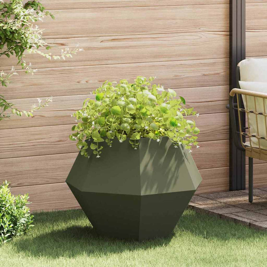 Plantenbak Olijf Groen 75 x 75 x 60 cm Staal