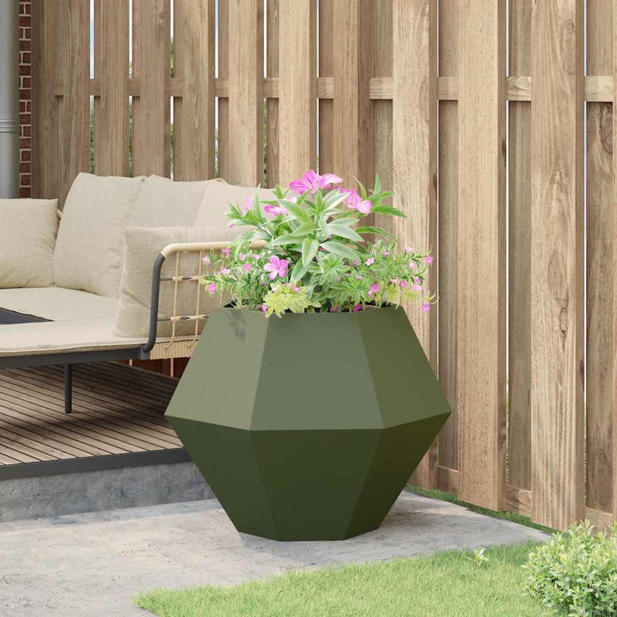Plantenbak Olijf Groen 75 x 75 x 60 cm Staal