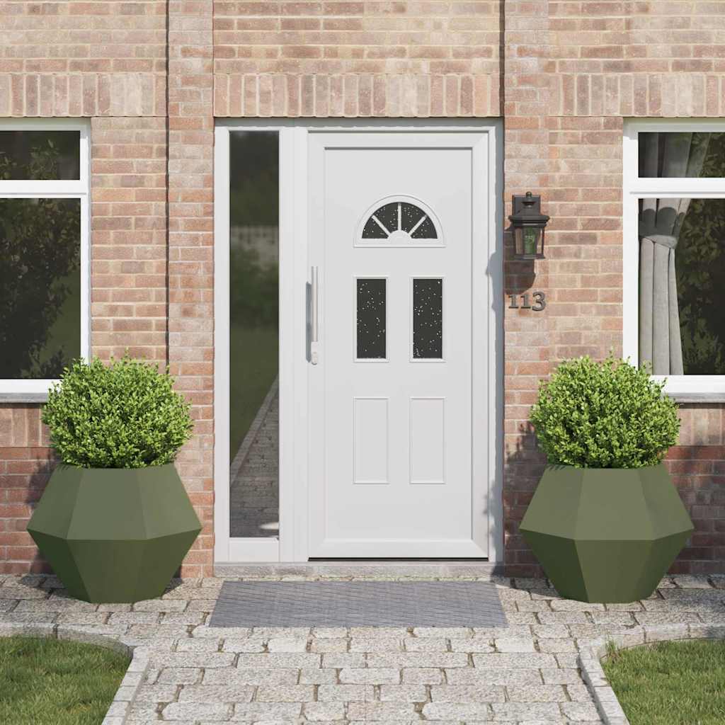 Plantenbak 2 pcs Olijf Groen 75 x 75 x 60 cm Staal