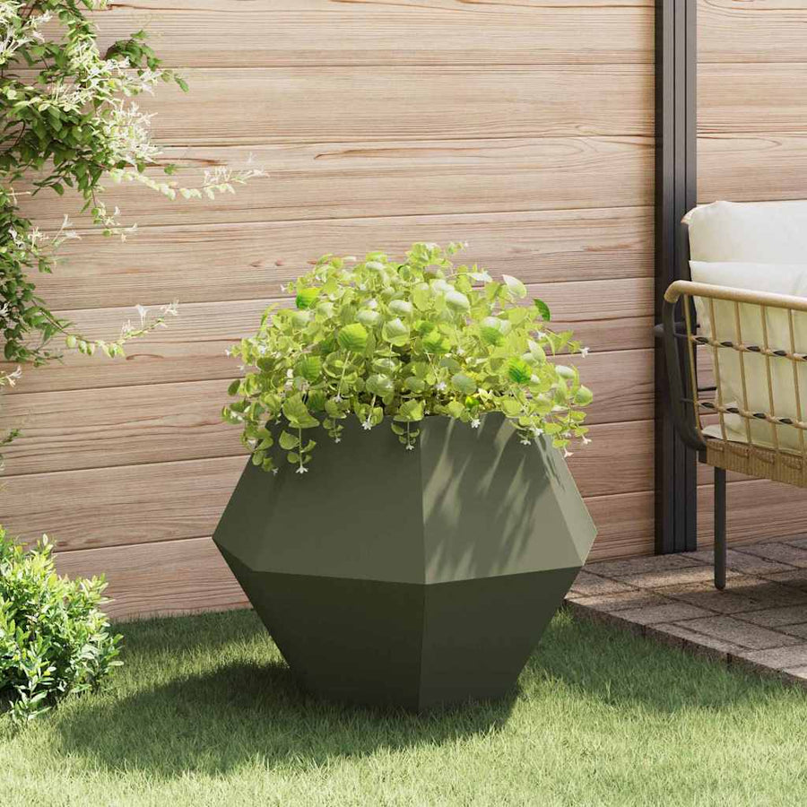 Plantenbak 2 pcs Olijf Groen 75 x 75 x 60 cm Staal