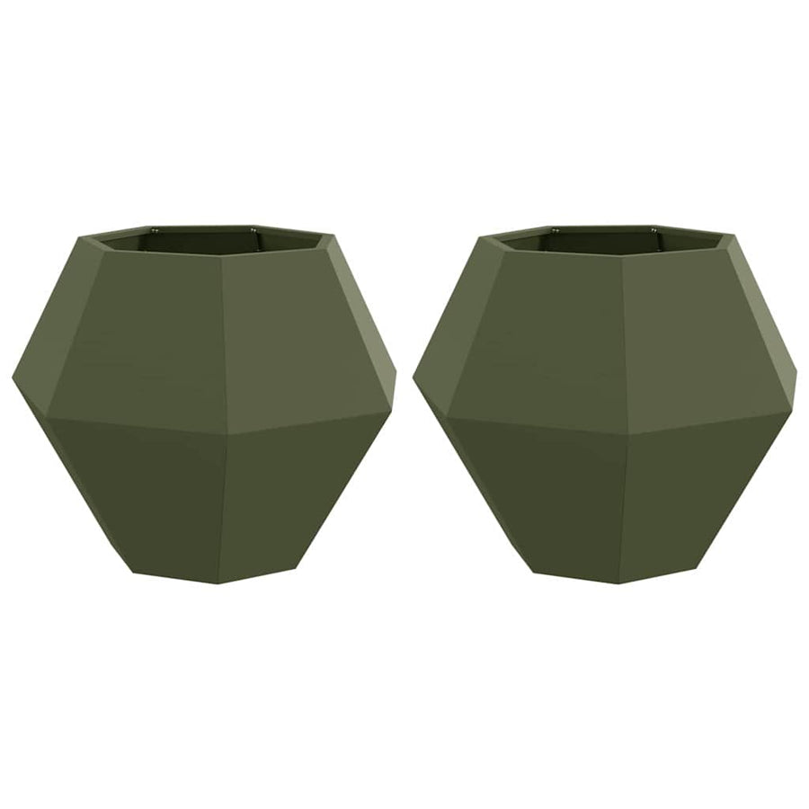 Plantenbak 2 pcs Olijf Groen 75 x 75 x 60 cm Staal