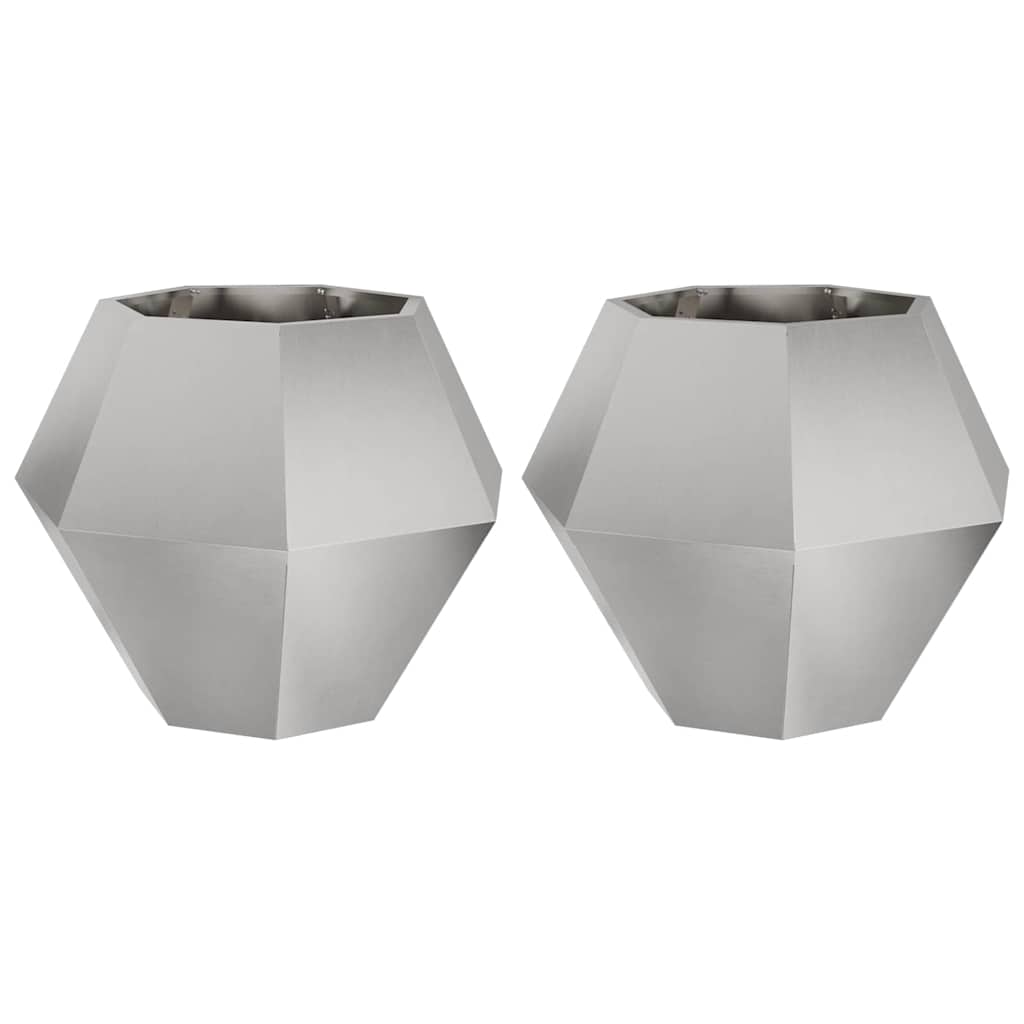 Plantenbak 2 pcs Zilver 75 x 75 x 60 cm Roestvrij staal