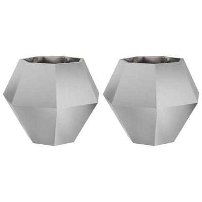 Plantenbak 2 pcs Zilver 75 x 75 x 60 cm Roestvrij staal