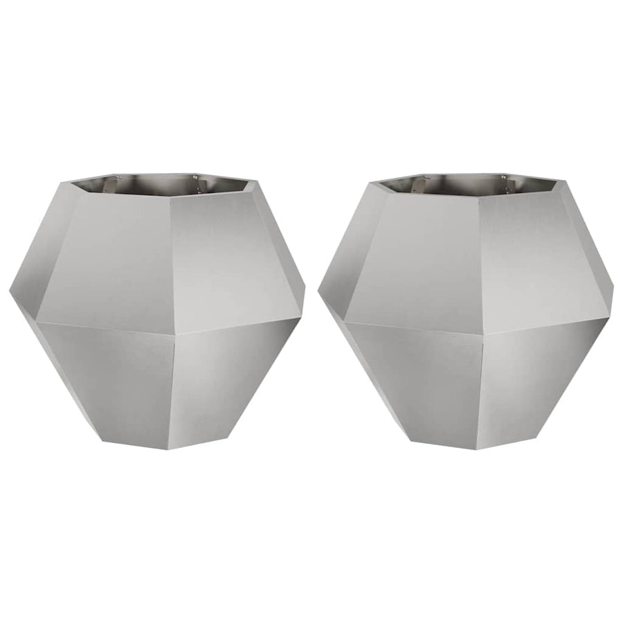 Plantenbak 2 pcs Zilver 75 x 75 x 60 cm Roestvrij staal