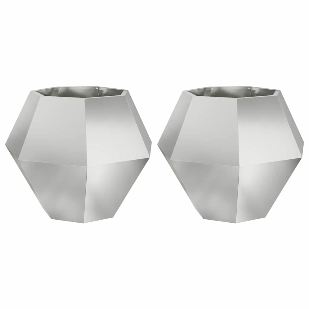 Plantenbak 2 pcs Zilver 75 x 75 x 60 cm Gegalvaniseerd staal