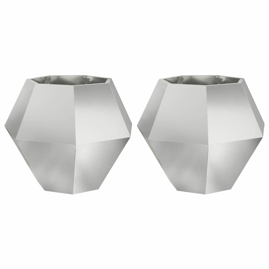 Plantenbak 2 pcs Zilver 75 x 75 x 60 cm Gegalvaniseerd staal