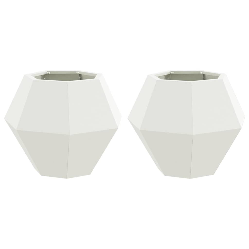 Plantenbak 2 pcs Wit 50 x 50 x 40 cm Staal