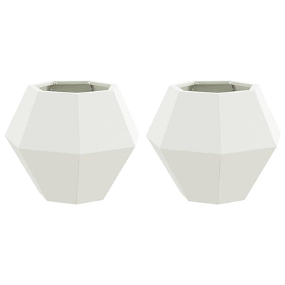 Plantenbak 2 pcs Wit 50 x 50 x 40 cm Staal