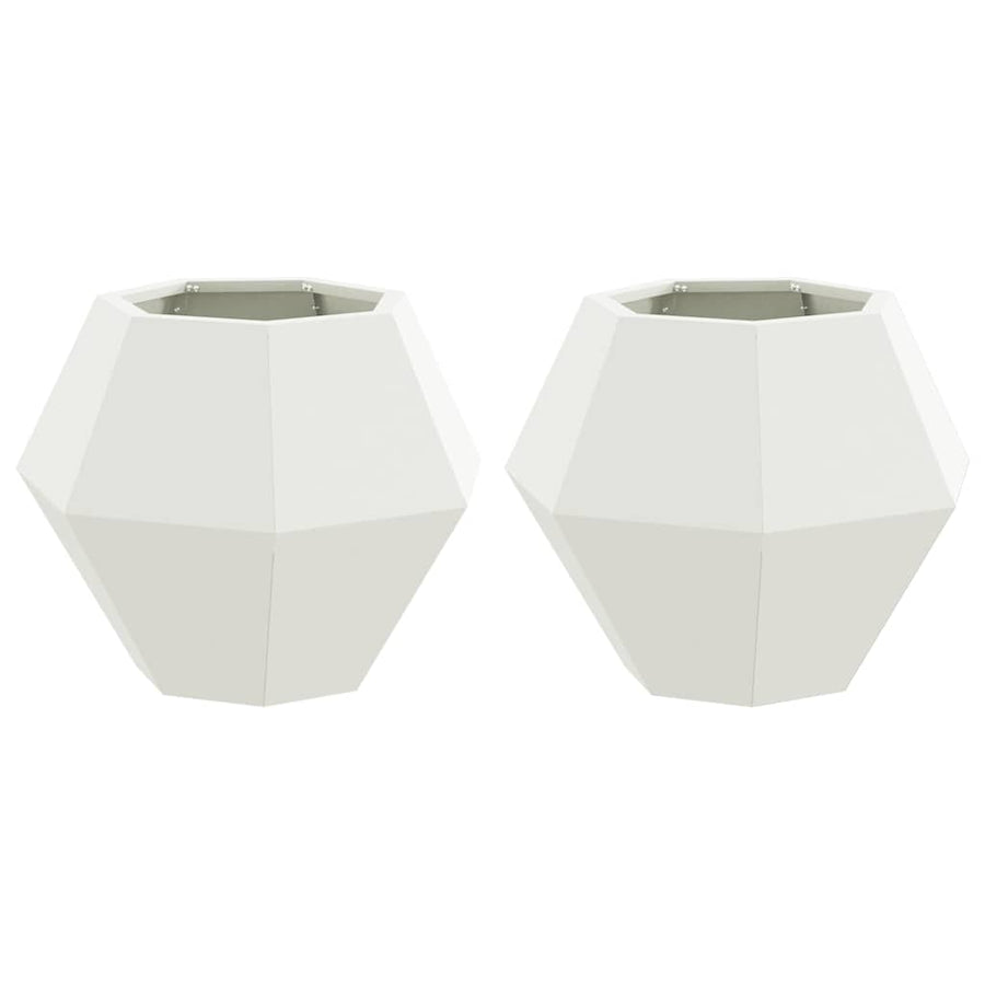 Plantenbak 2 pcs Wit 50 x 50 x 40 cm Staal