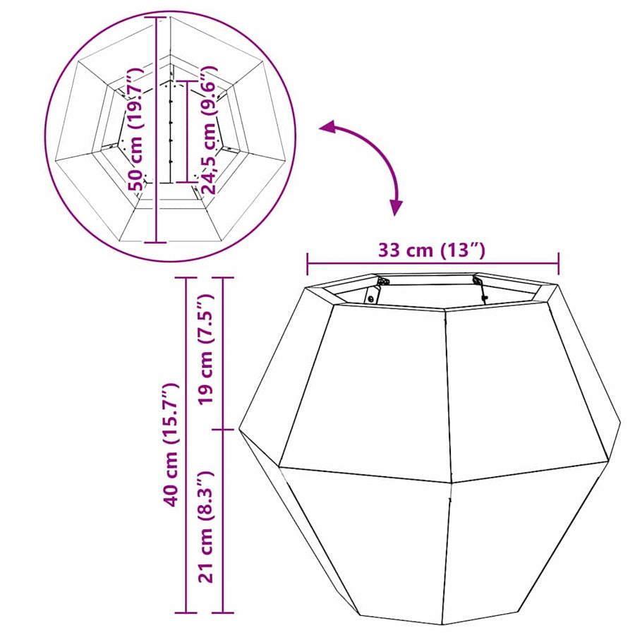 Plantenbak 2 pcs Zilver 50 x 50 x 40 cm Roestvrij staal