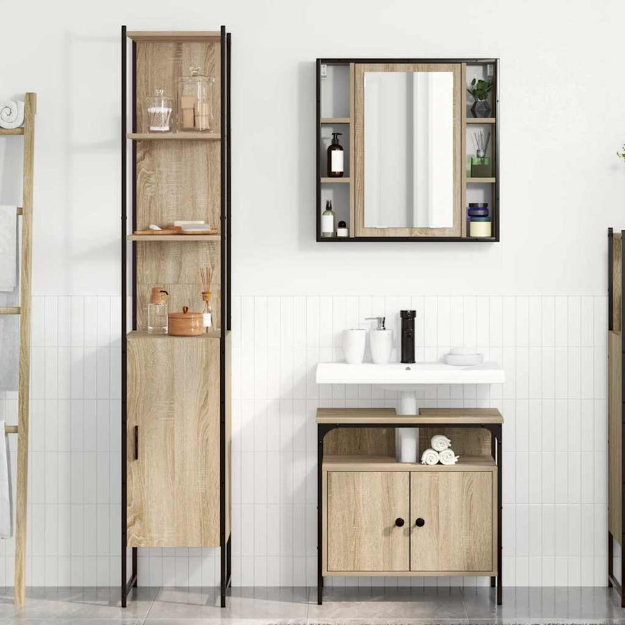 Badkamermeubelset 3 pcs Sonoma eiken 33 x 33 x 185.5 cm