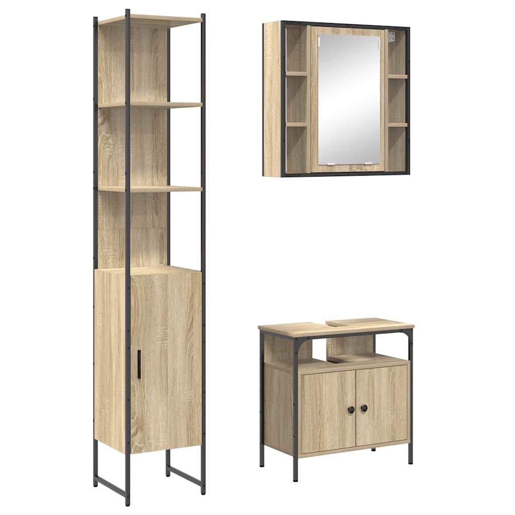 Badkamermeubelset 3 pcs Sonoma eiken 33 x 33 x 185.5 cm