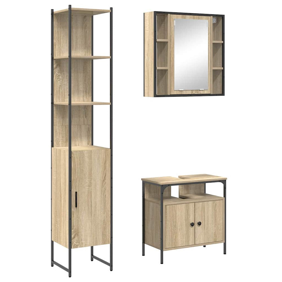 Badkamermeubelset 3 pcs Sonoma eiken 33 x 33 x 185.5 cm