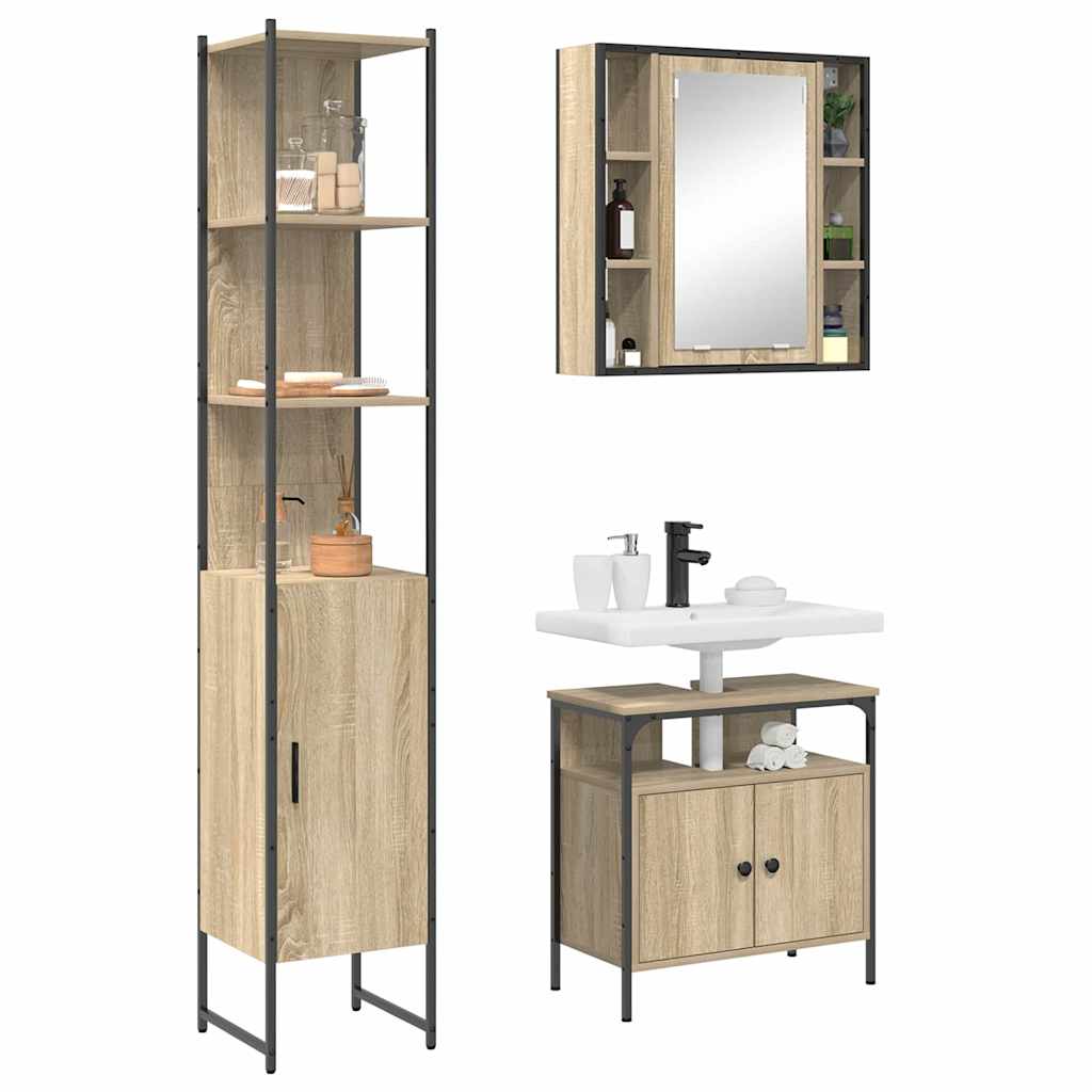 Badkamermeubelset 3 pcs Sonoma eiken 33 x 33 x 185.5 cm