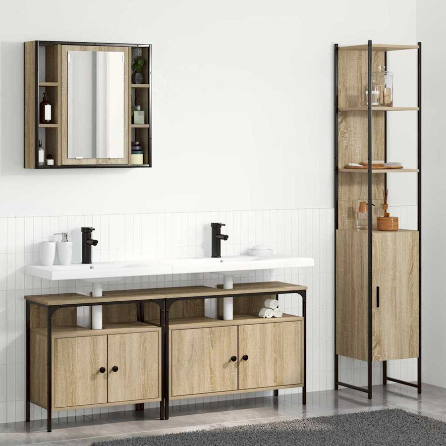 Badkamermeubelset 4 pcs Sonoma eiken 33 x 33 x 185.5 cm