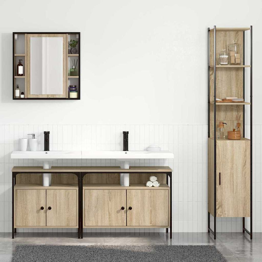 Badkamermeubelset 4 pcs Sonoma eiken 33 x 33 x 185.5 cm