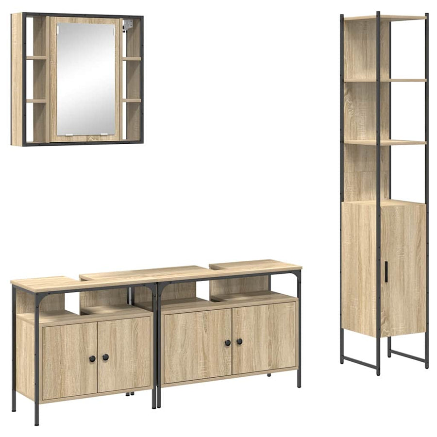 Badkamermeubelset 4 pcs Sonoma eiken 33 x 33 x 185.5 cm