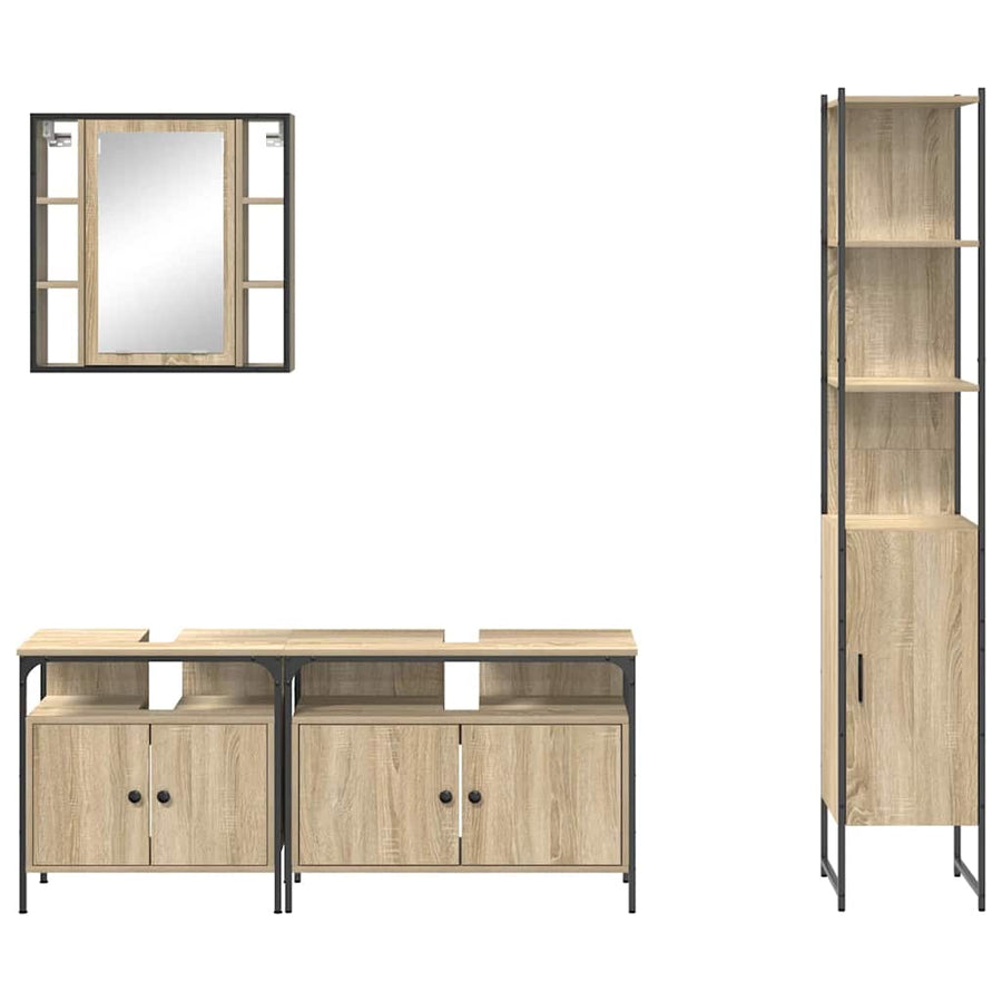 Badkamermeubelset 4 pcs Sonoma eiken 33 x 33 x 185.5 cm