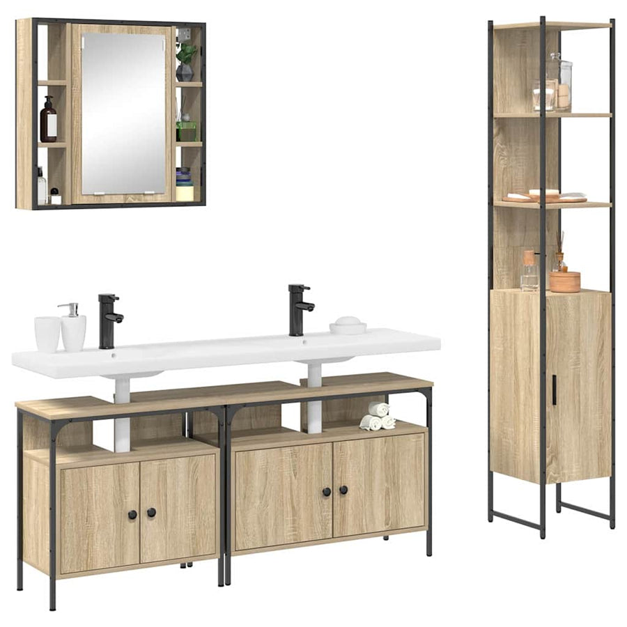 Badkamermeubelset 4 pcs Sonoma eiken 33 x 33 x 185.5 cm
