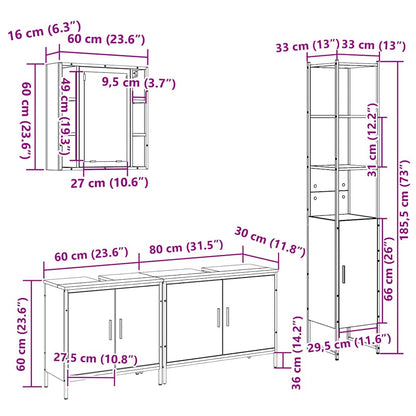 Badkamermeubelset 4 pcs Sonoma eiken 33 x 33 x 185.5 cm