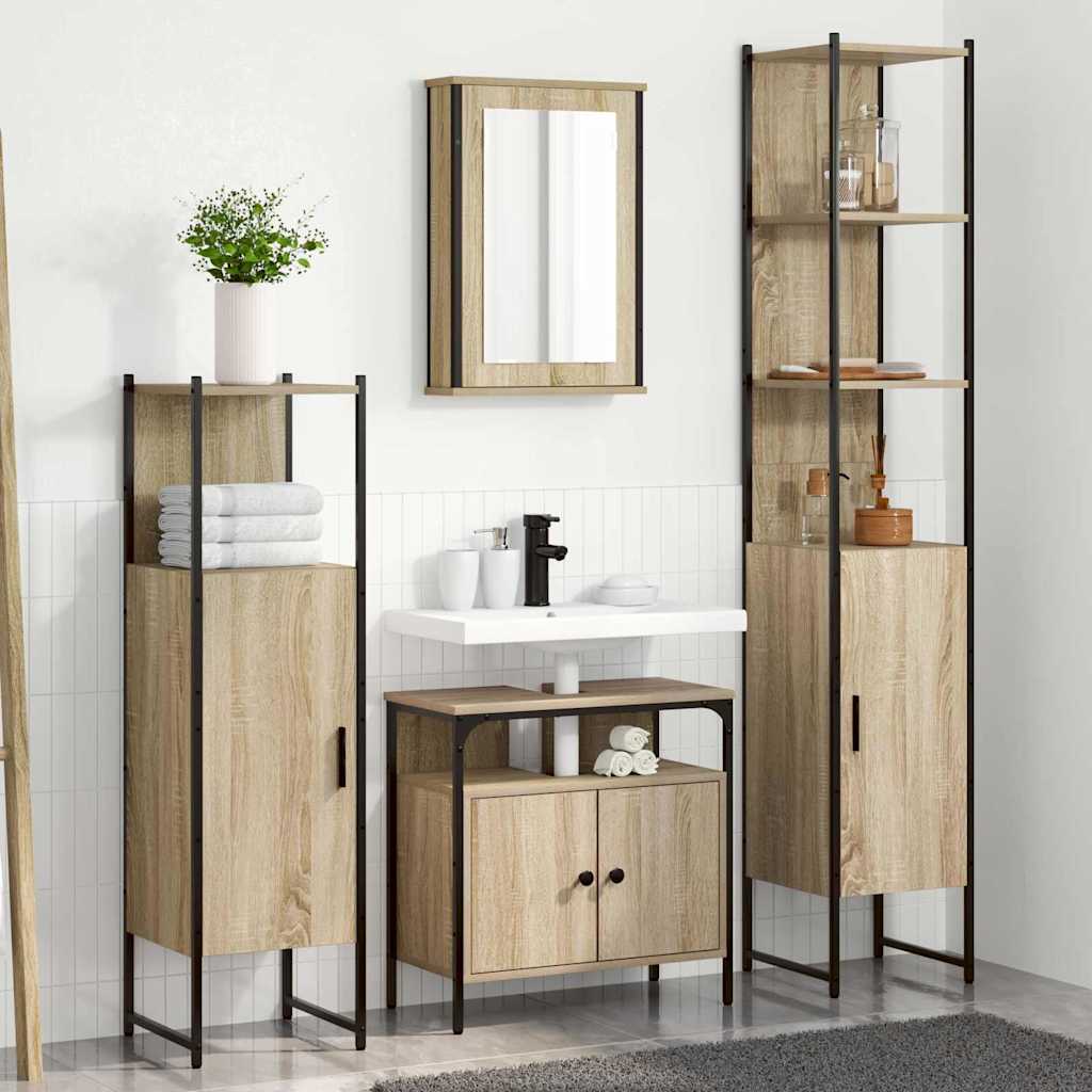 Badkamermeubelset 4 pcs Sonoma eiken 33 x 33 x 185.5 cm