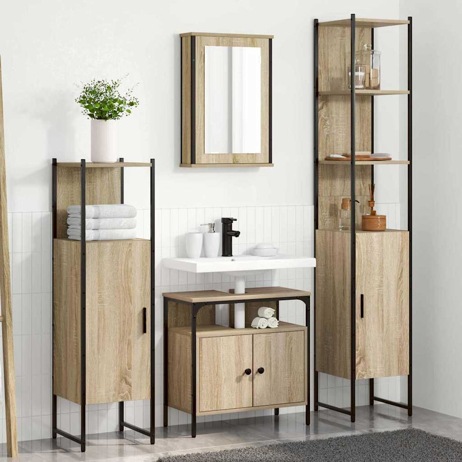 Badkamermeubelset 4 pcs Sonoma eiken 33 x 33 x 185.5 cm