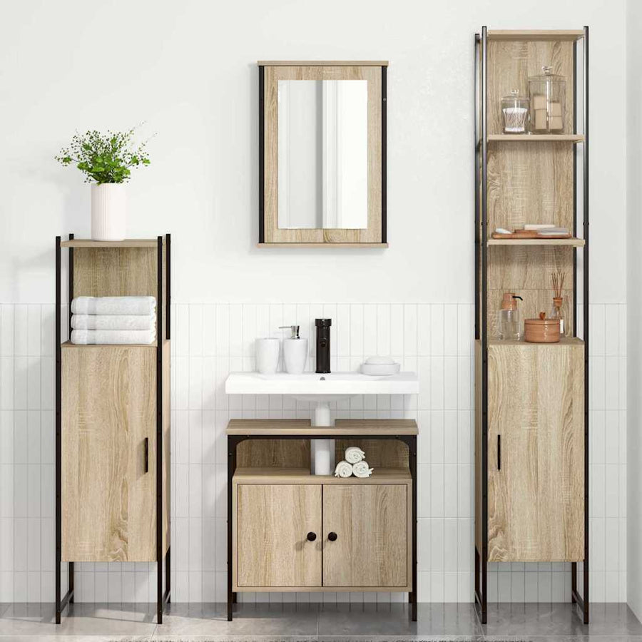 Badkamermeubelset 4 pcs Sonoma eiken 33 x 33 x 185.5 cm
