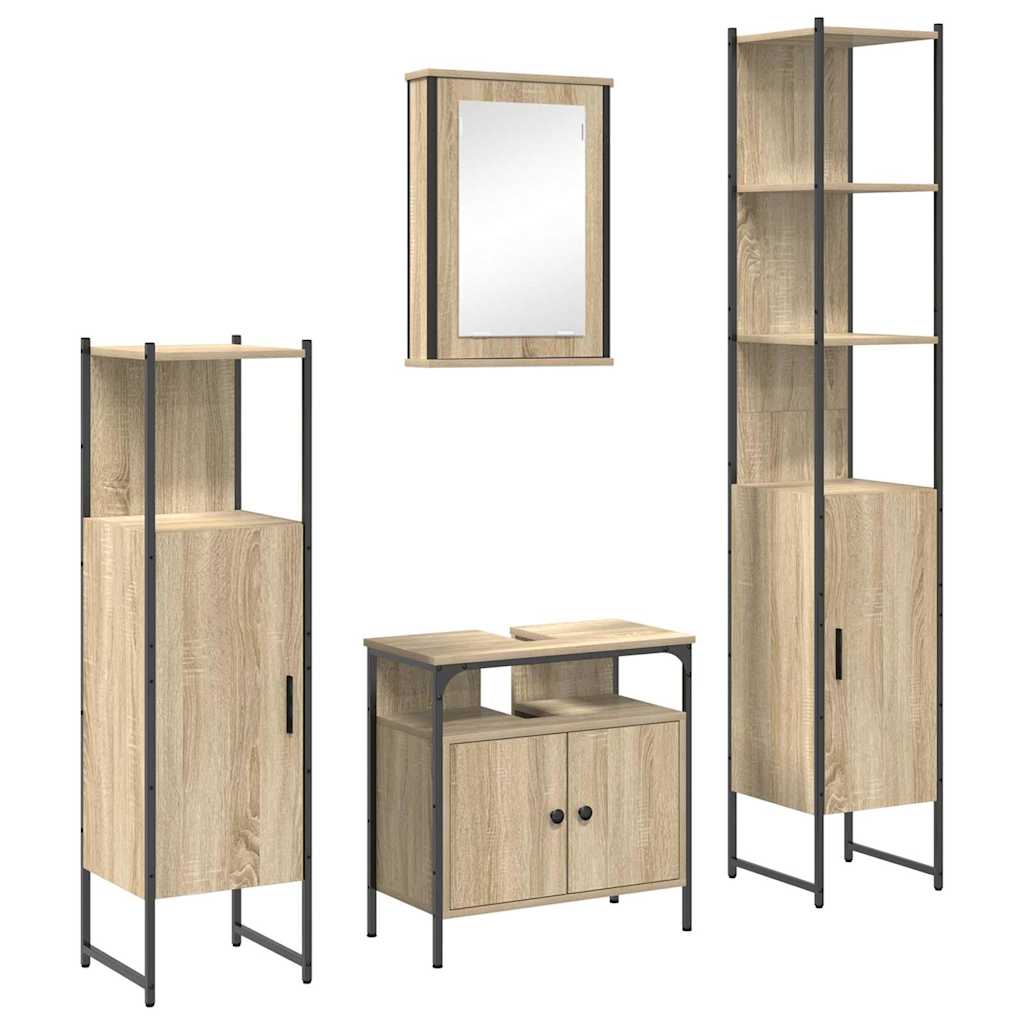 Badkamermeubelset 4 pcs Sonoma eiken 33 x 33 x 185.5 cm