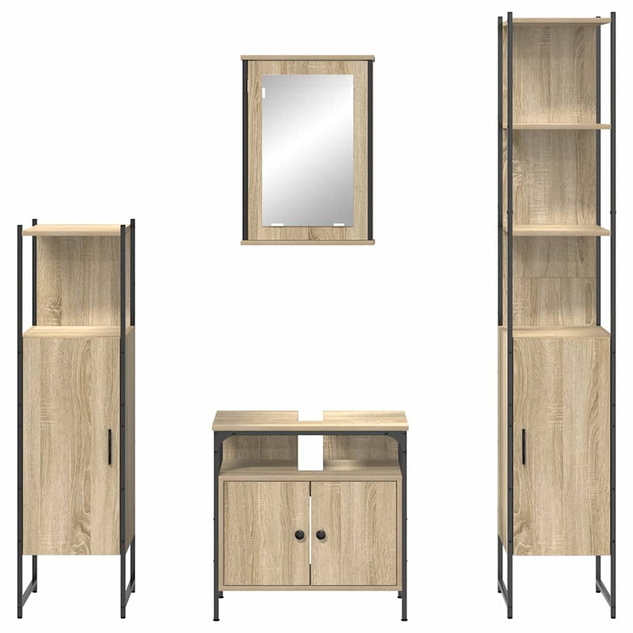 Badkamermeubelset 4 pcs Sonoma eiken 33 x 33 x 185.5 cm