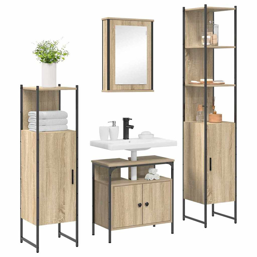 Badkamermeubelset 4 pcs Sonoma eiken 33 x 33 x 185.5 cm