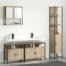 Badkamermeubelset met plank Wandgemonteerd met opslag met de deur met spiegel 4 pcs Sonoma eiken Medium