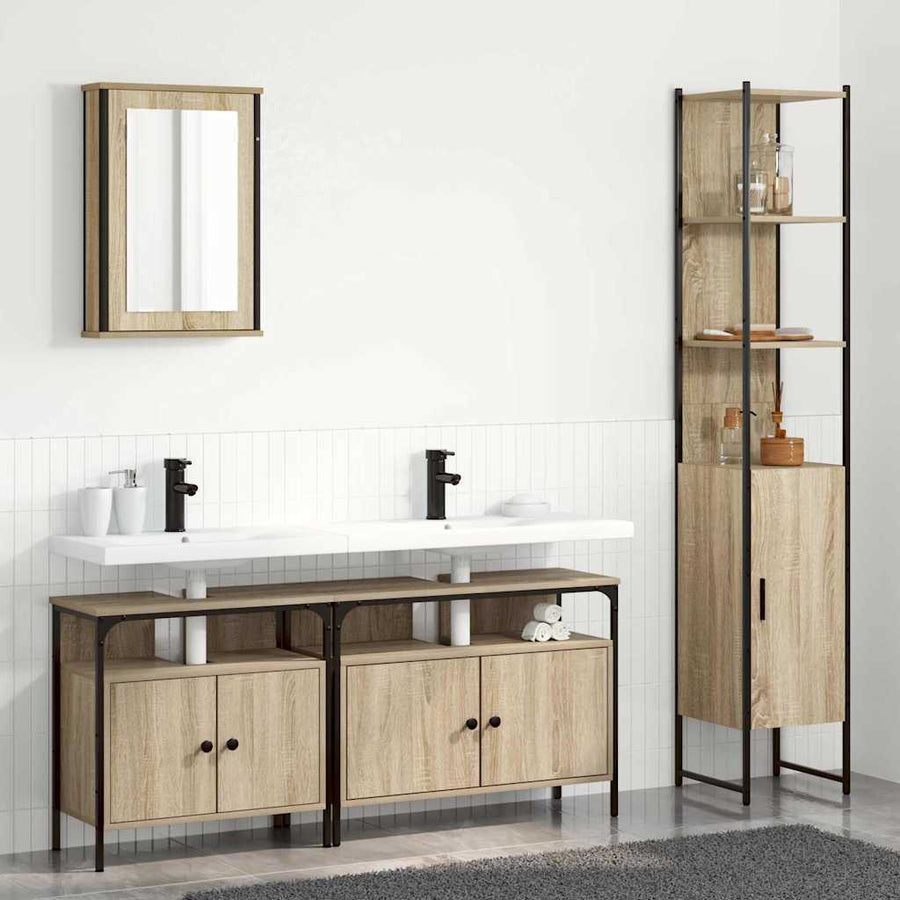 Badkamermeubelset 4 pcs Sonoma eiken 33 x 33 x 185.5 cm