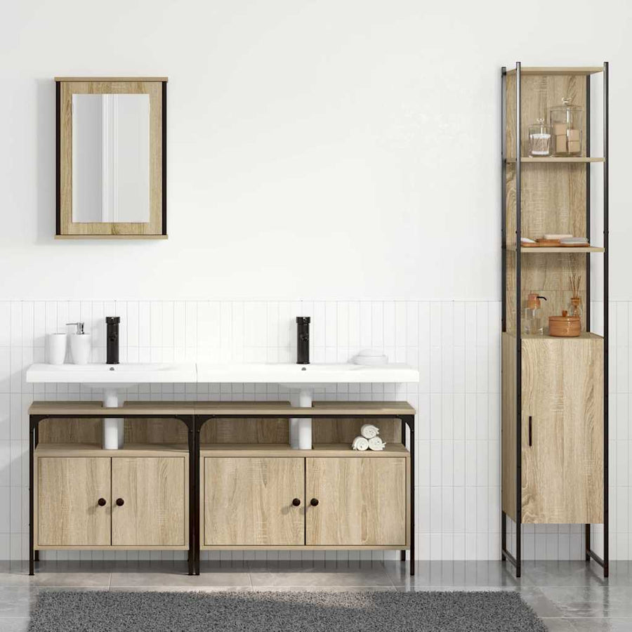 Badkamermeubelset 4 pcs Sonoma eiken 33 x 33 x 185.5 cm