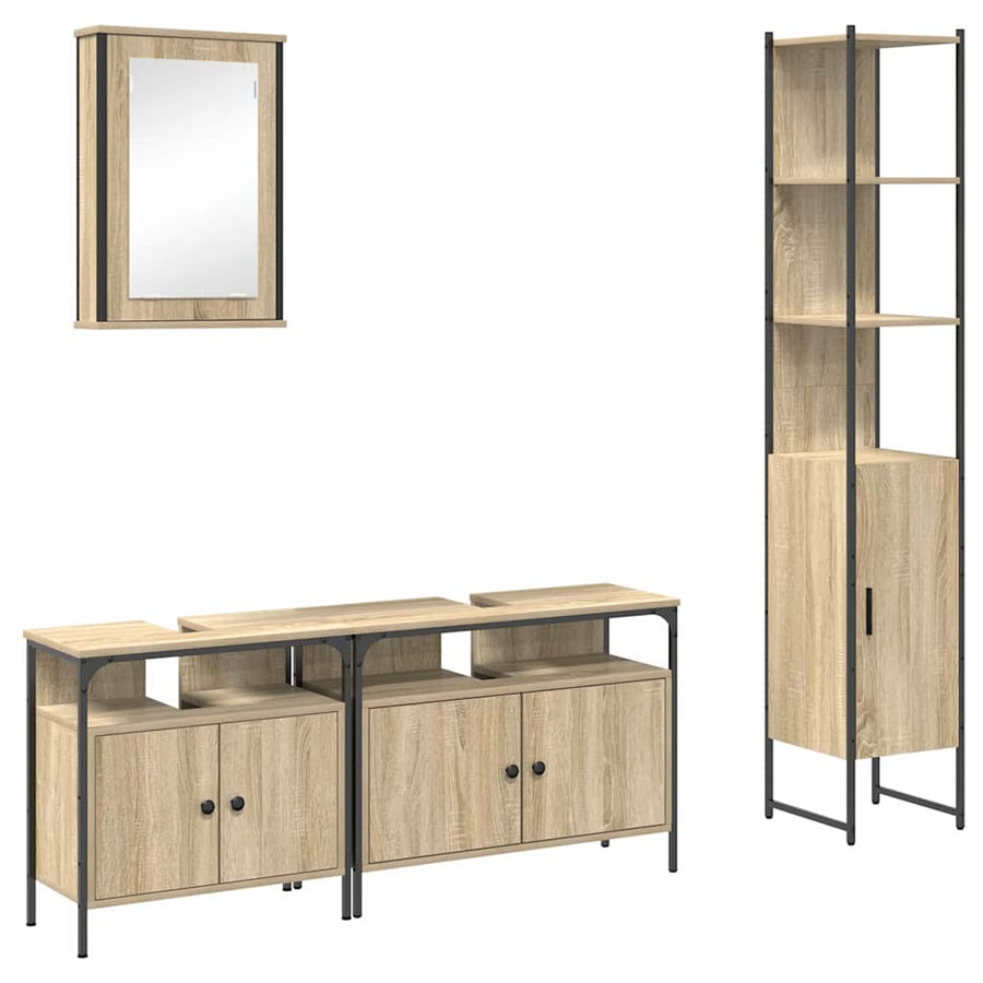 Badkamermeubelset 4 pcs Sonoma eiken 33 x 33 x 185.5 cm