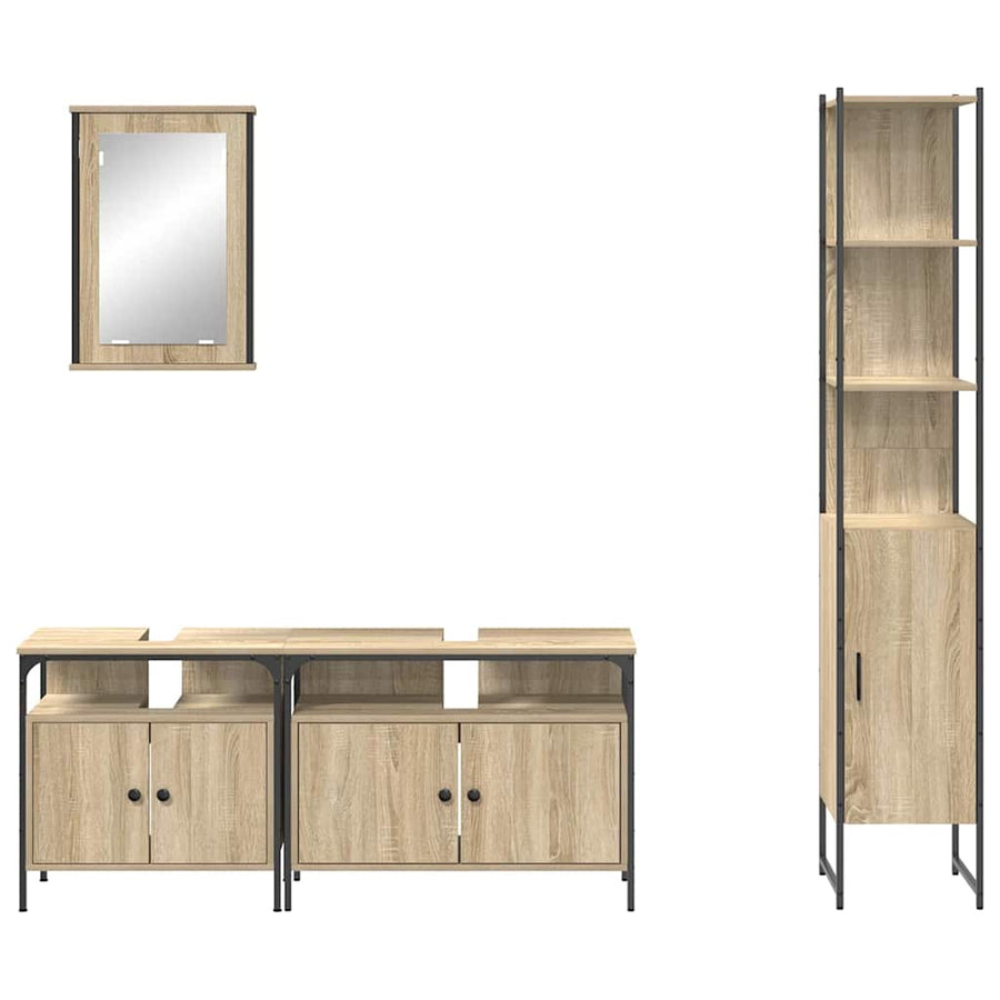 Badkamermeubelset 4 pcs Sonoma eiken 33 x 33 x 185.5 cm