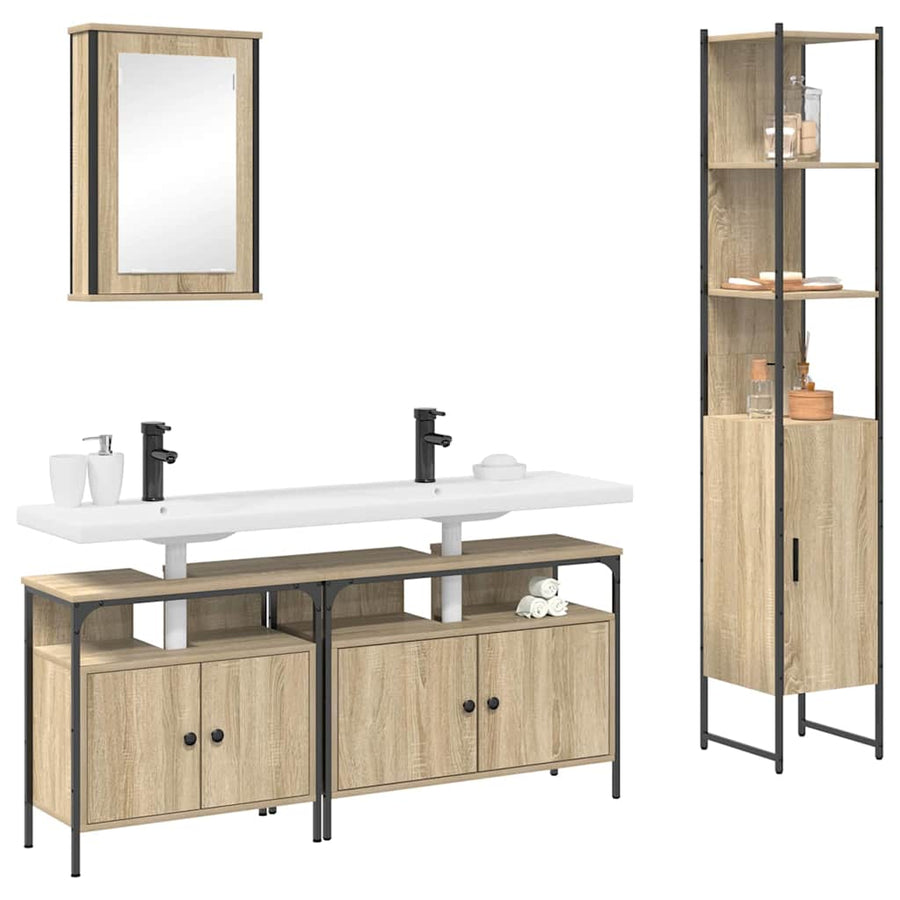 Badkamermeubelset 4 pcs Sonoma eiken 33 x 33 x 185.5 cm