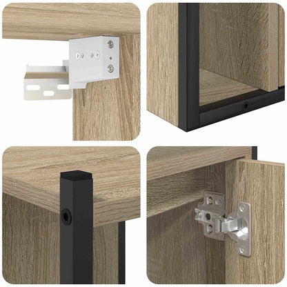 Badkamermeubelset met plank Wandgemonteerd Anders met opslag met de deur met spiegel 4 pcs Sonoma eiken